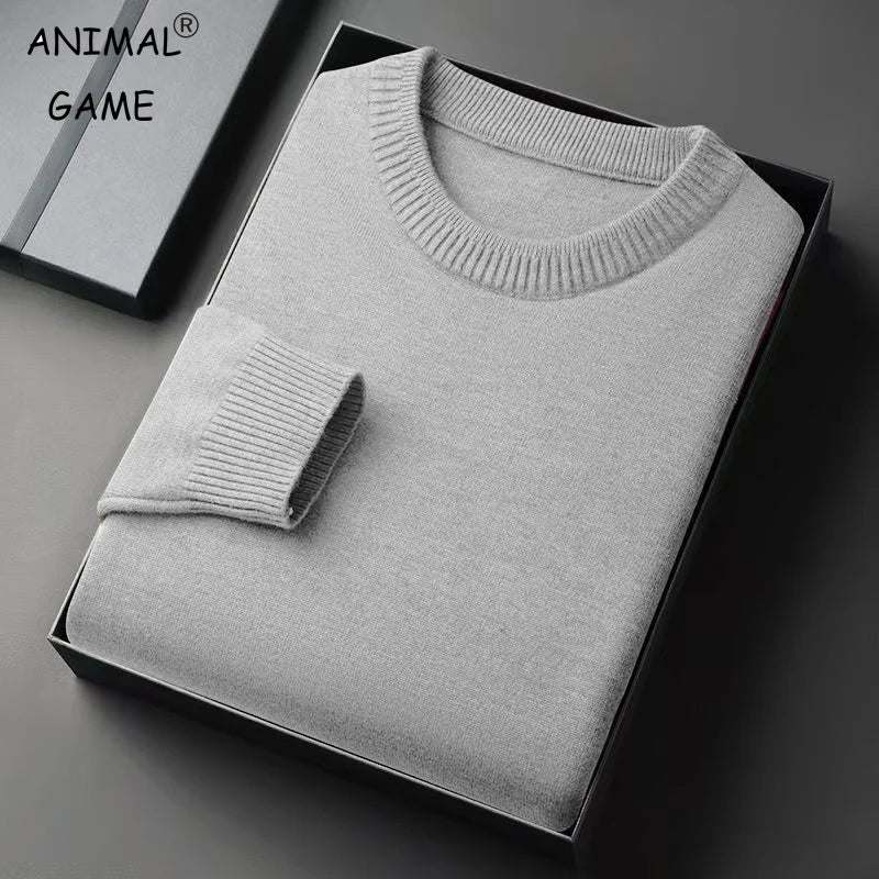 Mens CrewNeck Pullover Sweater Long Sleeve Knitted Sweaters Vintage