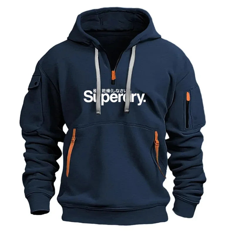 Autumn and Winter Warm Men's Hoodie Long Daily Outdoor Multi Pocket