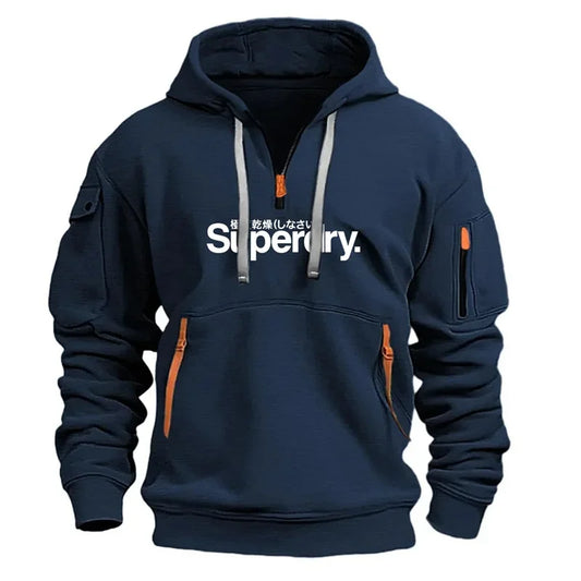 Autumn and Winter Warm Men's Hoodie Long Daily Outdoor Multi Pocket