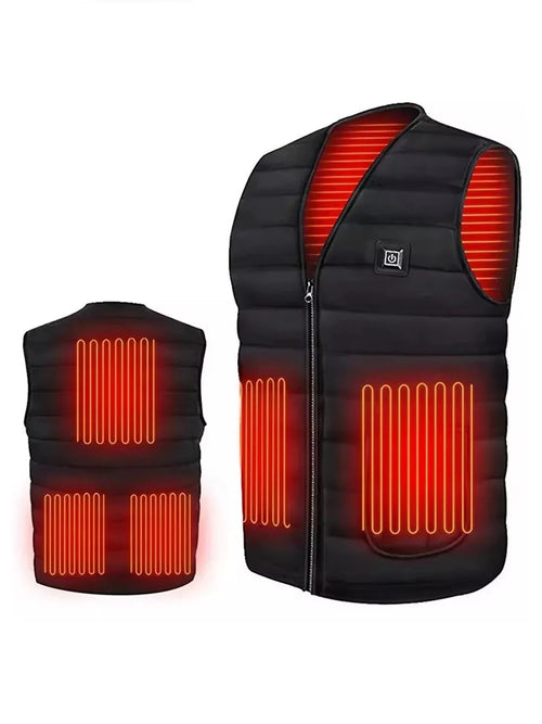 Men Autumn winter Smart heating Cotton Vest 9 area Heated V neck vest