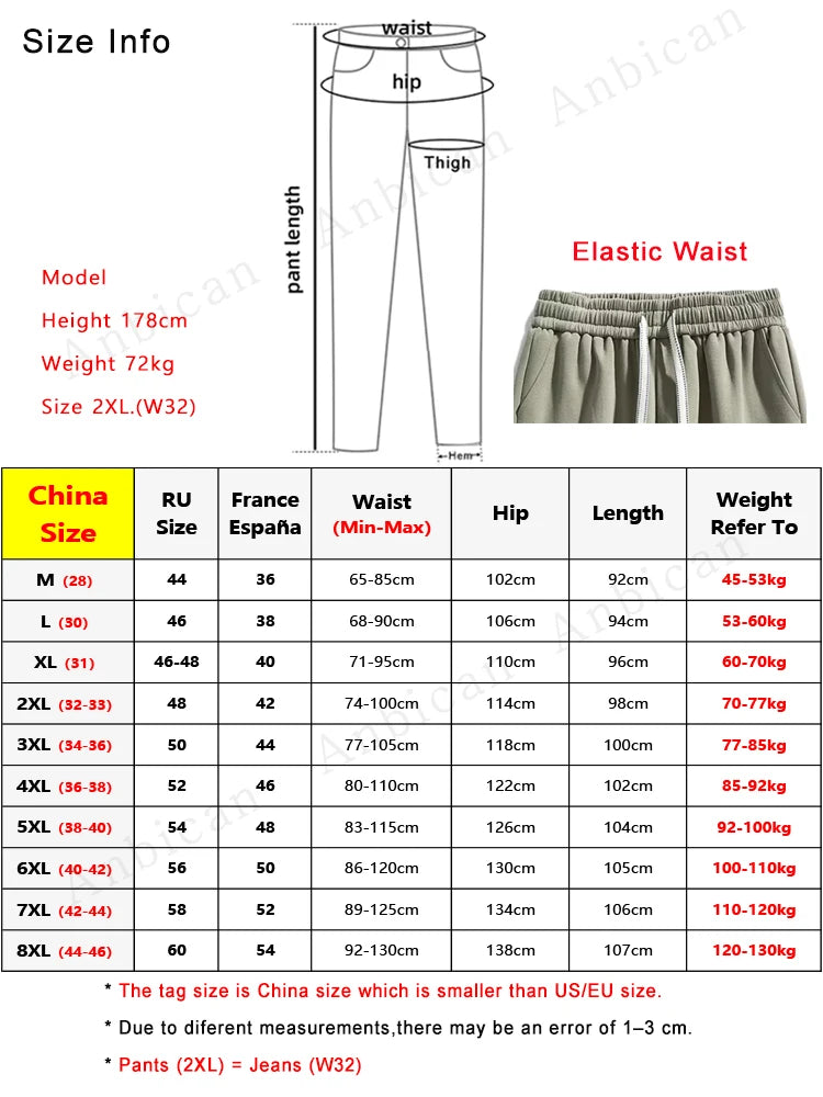 Men's Jogger Cotton Sweatpants Big Size 8XL 7XL 6XL Sports Baggy Pants