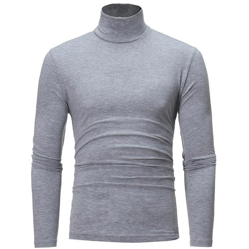 Fashion Men's Casual Slim Fit Basic Turtleneck High Collar Pullover