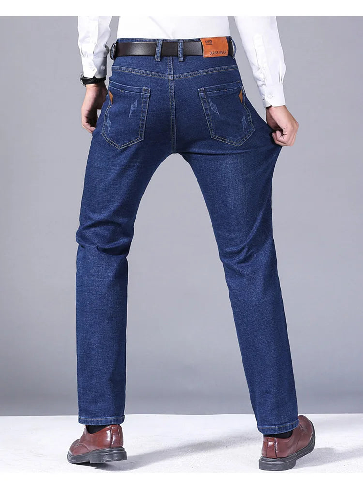 Men Fashion Straight Jeans Men 2024 New Stretch Slim Fit Pants