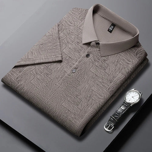 2024 Summer New Men's Business Print Short Sleeved POLO Shirt