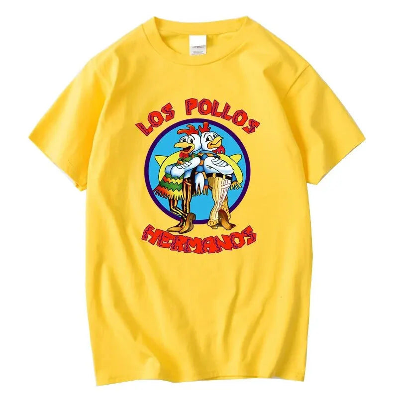 LOS POLLOS Hermanos Funny Printed T-Shirt Men Fashion Casual Short
