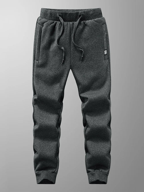 Winter Men's Sweatpants Thick Warm Fleece Joggers Sportswear Zip