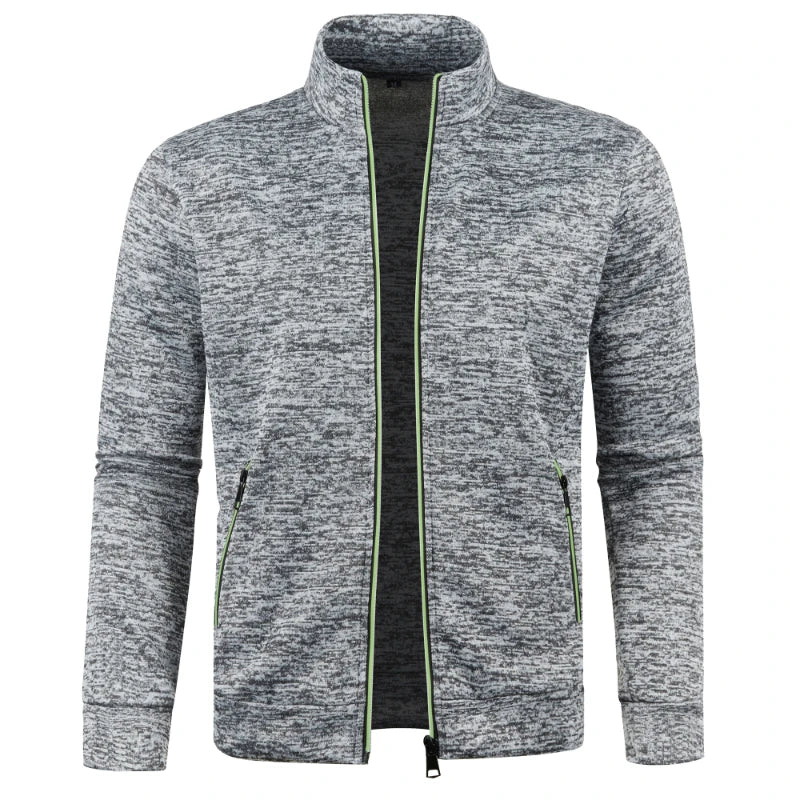 Autumn and Winter Men's New Long Zipper Color Block Sweater Sleeves