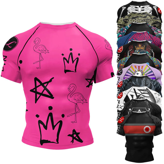 Cody Lundin Short Sleeve Pink Mens Jiu Jitsu BJJ No Gi Rash Guard