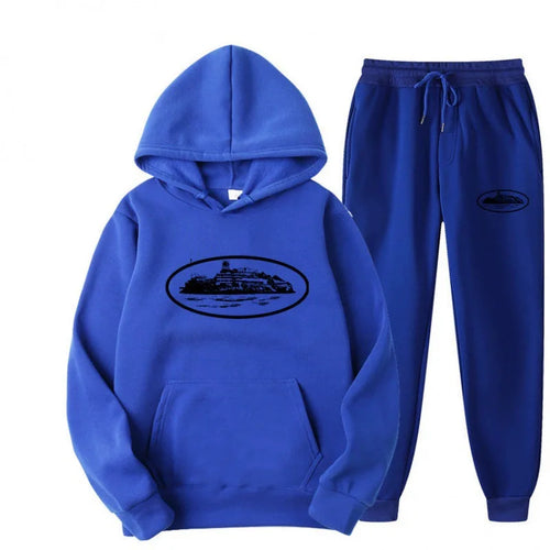 NICE Loose Unisex Fleece-lined Printed Sweatshirt Hoodie Set Devil