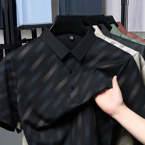 2025 New Men's Business Casual Short Sleeved Printed Polo Shirt