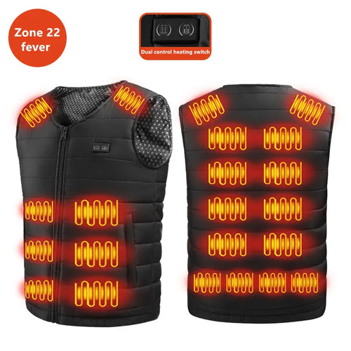 New Winter Unisex V-Neck 22 Zone Heat Resistant Warm Vest Middle-Aged