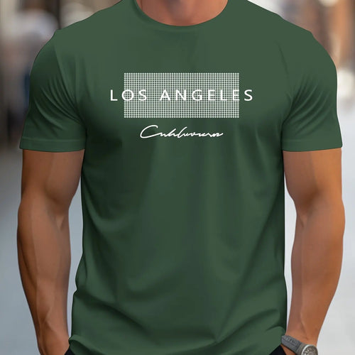 Men's 100% cotton summer loose fit large Los Angeles Graphic printed