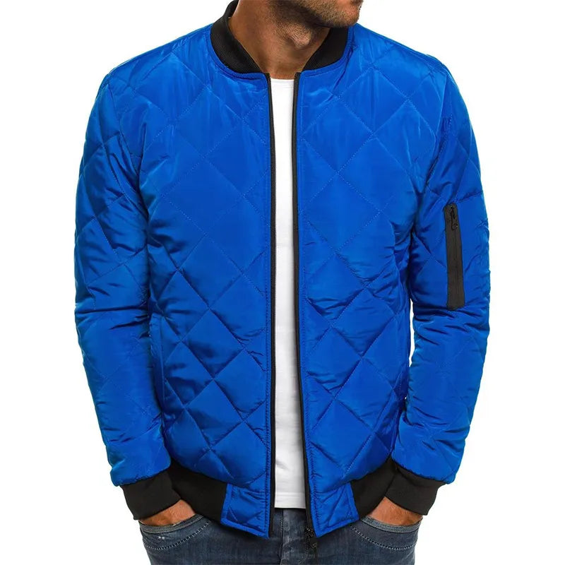 Winter New Cotton Jacket Men's Baseball Collar Mesh Pressed