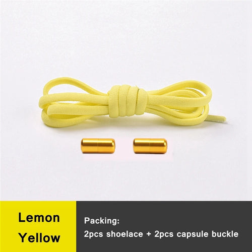 21 Colors No Tie Shoelaces For Sneakers Elastic Shoe Laces Round Metal