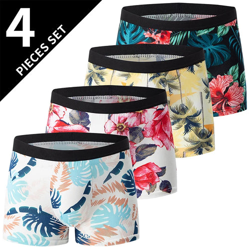 4 Pieces European and American Size MEN'S FASHION Printed Boxer