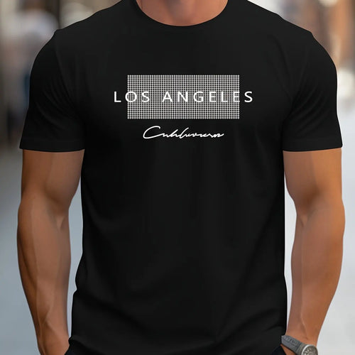 Men's 100% cotton summer loose fit large Los Angeles Graphic printed