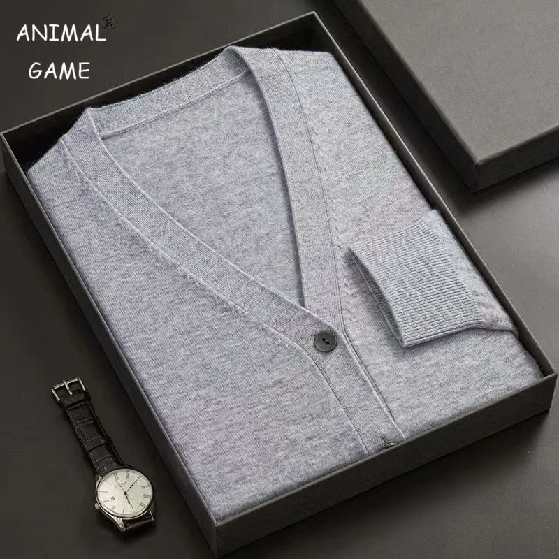 New Mens Cardigan Sweatercoat V-Neck Long Sleeve Button Down Knitted