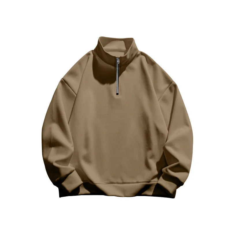 Autumn and winter new men's fleece sweatshirt stand-up collar half