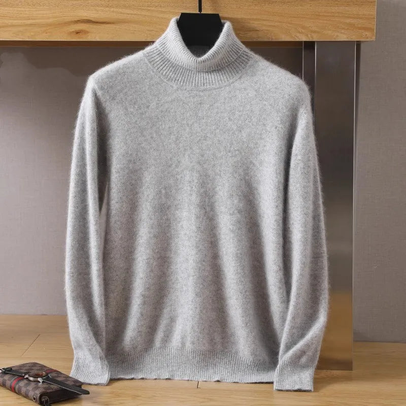Men's 100% pure Mink velvet Cashmere Sweater High Lapels Pullovers