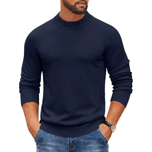 Animal Game Men's Mock Turtleneck Cold Blouse Knitwear Pullover Casual