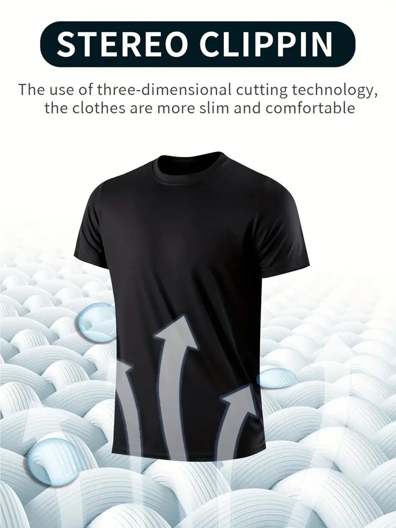 Round Neck T-Shirt 7-Piece Black Ultra-Light Men's Quick-Drying