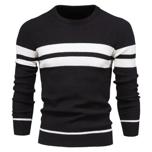 New Autumn Pullover Men's Sweater O-neck Patchwork Long Sleeve Warm