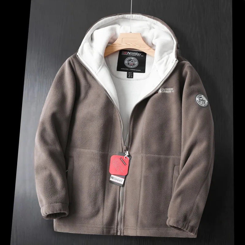 2024 Brand Winter Fleece Jacket Men's Casual Thickened Wool Jacket