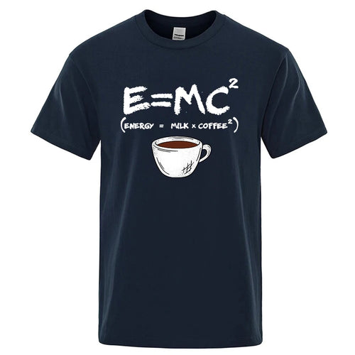 Summer Men's T-shirt 100% Cotton Casual Funny Energy=Milk+Coffee Print