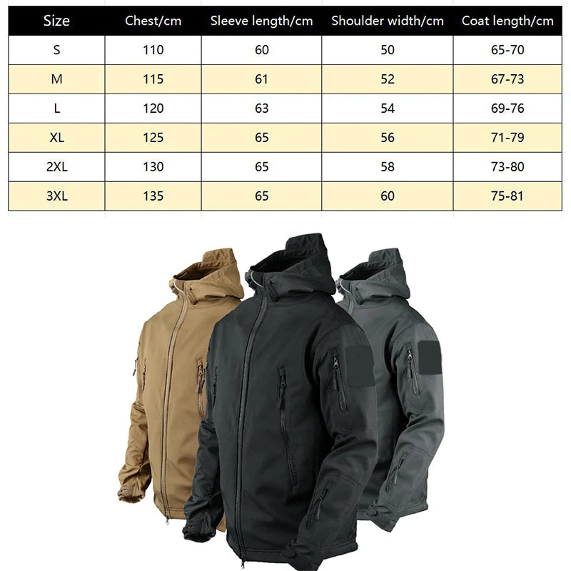 Men's Military Tactical Jackets Full Zip Shark Skin Soft Shell