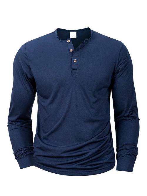 Henley Neck T-Shirt Men Basic Breathable Men's Long Sleeve Tops Tee