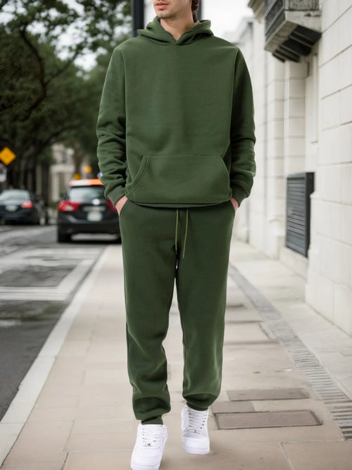 Men's Autumn and Winter Solid Color Hoodie+jogging Pants Two-piece Set
