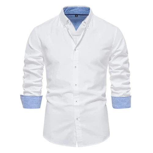 AIOPESON New Spring Cotton Blend Men's Oxford Shirt Long Sleeve Button