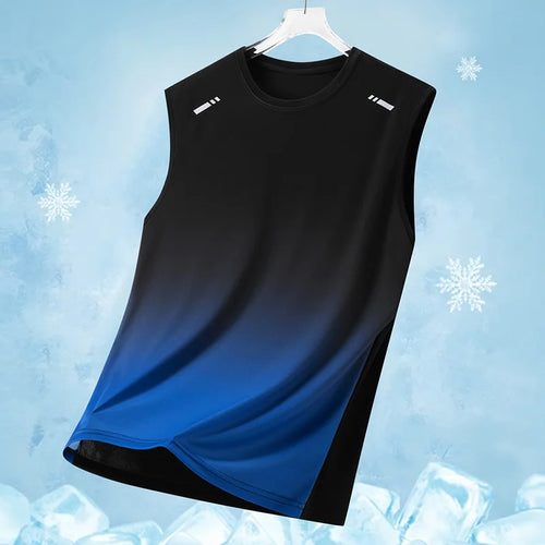 Men's Gradient Sports Vest Lightweight Sleeveless round Neck T-Shirt