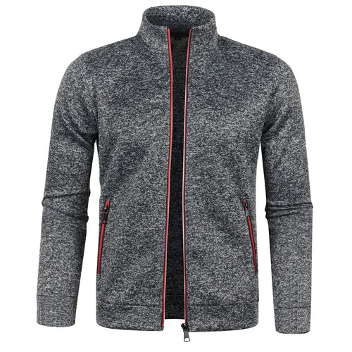 Autumn and Winter Men's New Long Zipper Color Block Sweater Sleeves
