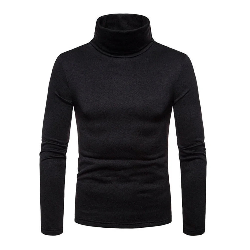 Autumn Winter Mens Turtleneck Sweaters Casual Thermal Long Sleeve Slim
