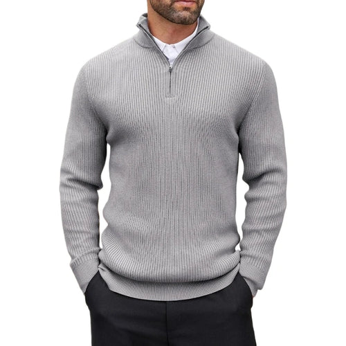 Autumn Men's Quarter Zip Pullover Dress Slim Sweater Mock Neck