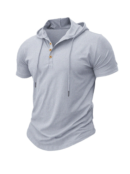 Men T Shirts  Summer Slim Fitness Hooded Short-Sleeved Bodybuilding