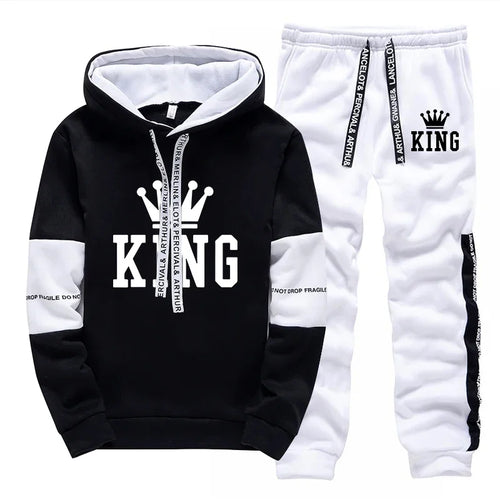King Printing Mens Tracksuit Hot Sales Casual Hoodie Pants Streetwear