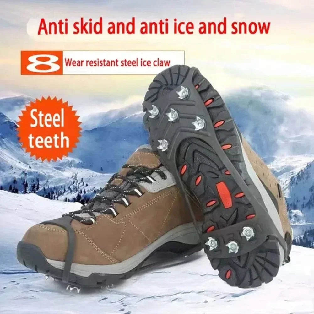 8 Teeth Ice Gripper Spike for Shoes Winter Outdoor Anti-Slip Hiking