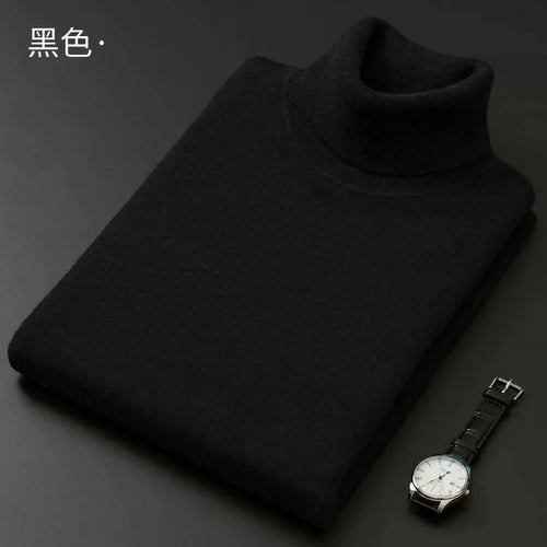 Turtleneck Men Pullover Cashmere Cotton Blend Knitted Sweater 2025