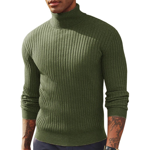 Autumn Men's Slim Fit Long Sleeve Turtleneck Sweater Casual Knitted