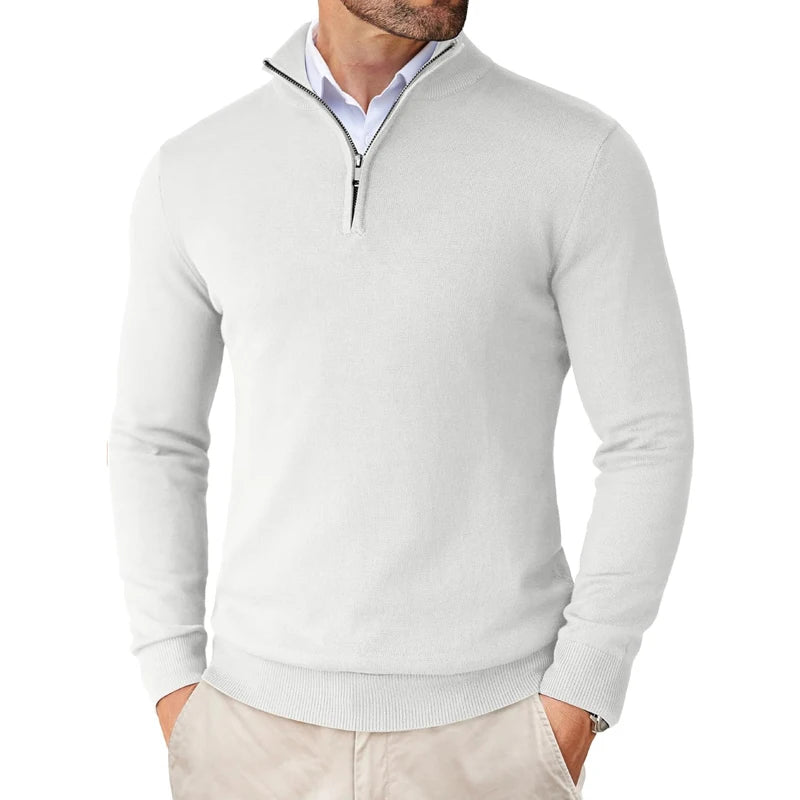 Men's Quarter Zip Up Sweaters Slim Fit Lightweight Mock Neck Pullover