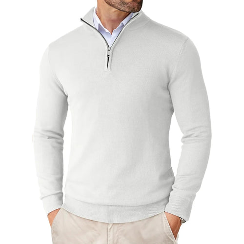 Men's Quarter Zip Up Sweaters Slim Fit Lightweight Mock Neck Pullover