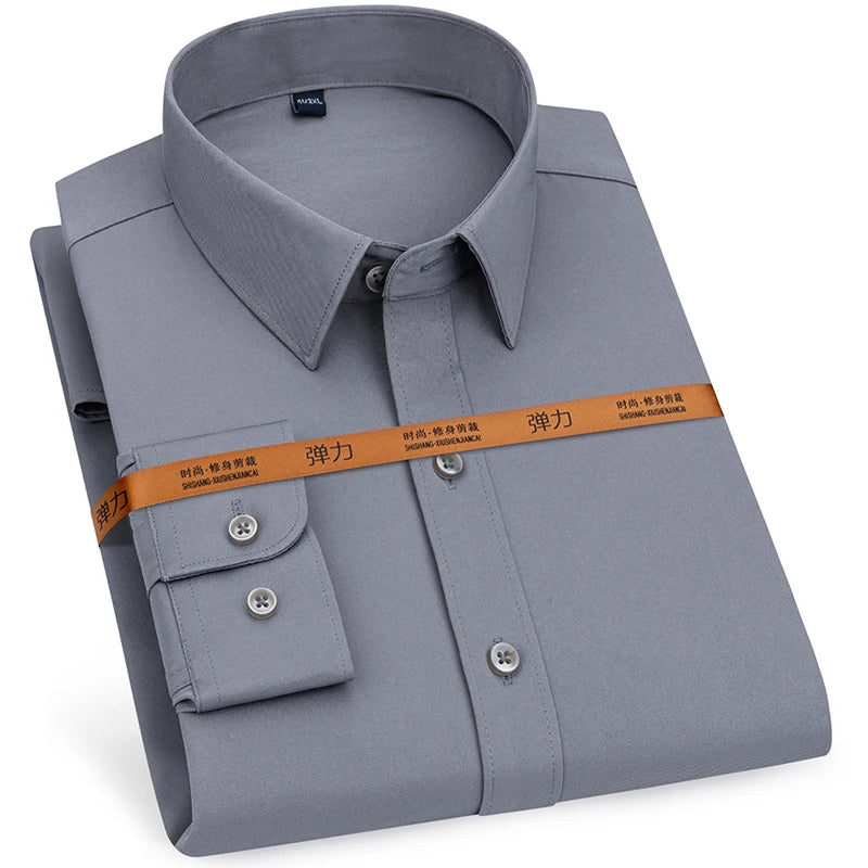New Men's Solid Color Business Shirt Formal Fashion Thin Classic Basic