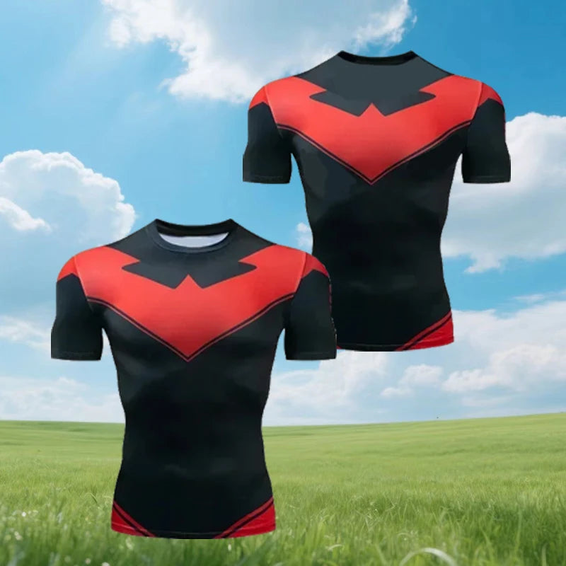 Red Nightwing Short-Sleeved Compression Shirt Print T-Shirt for Adults