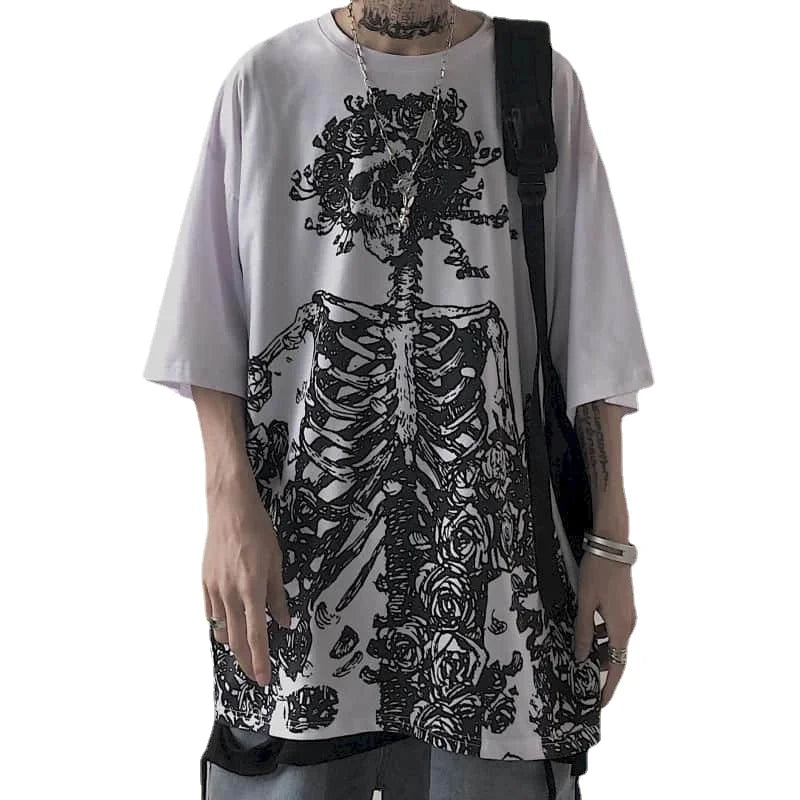 Men T-shirts 2023 Summer Streetwear High Street Gothic Skull Tshirt