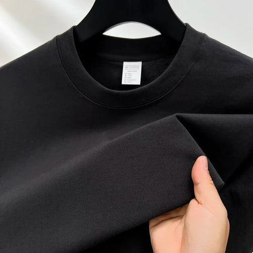 100% Pure Cotton Summer High-end Brand Men's Short Sleeve Round Neck