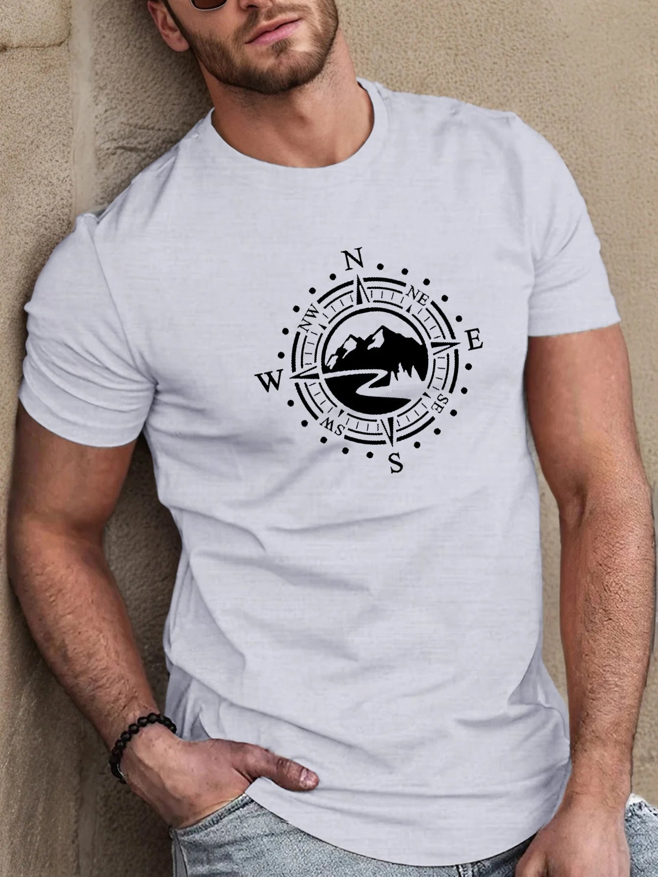 Men's summer 100 cotton fashionable casual loose plus size Compass