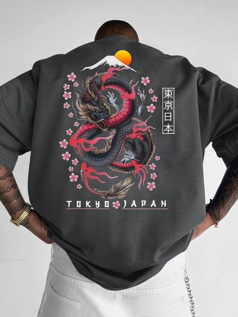 Fashionable men's summer new dragon print flower comfortable