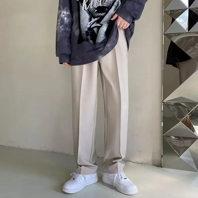 2025 New Men Straight Pants Fashion Korean Loose Suit Trousers Casual